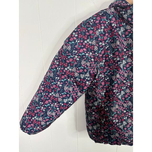 Eddie Bauer Reversible Down Puffer Jacket Toddler Girl XS 5/6 Winter Coat Floral - Picture 10 of 13